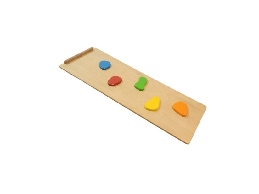 Double-sided board with catches for Montessori swing